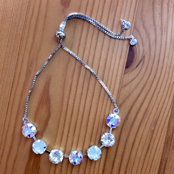 White Opal + AB Adjustable Crystal Bracelet